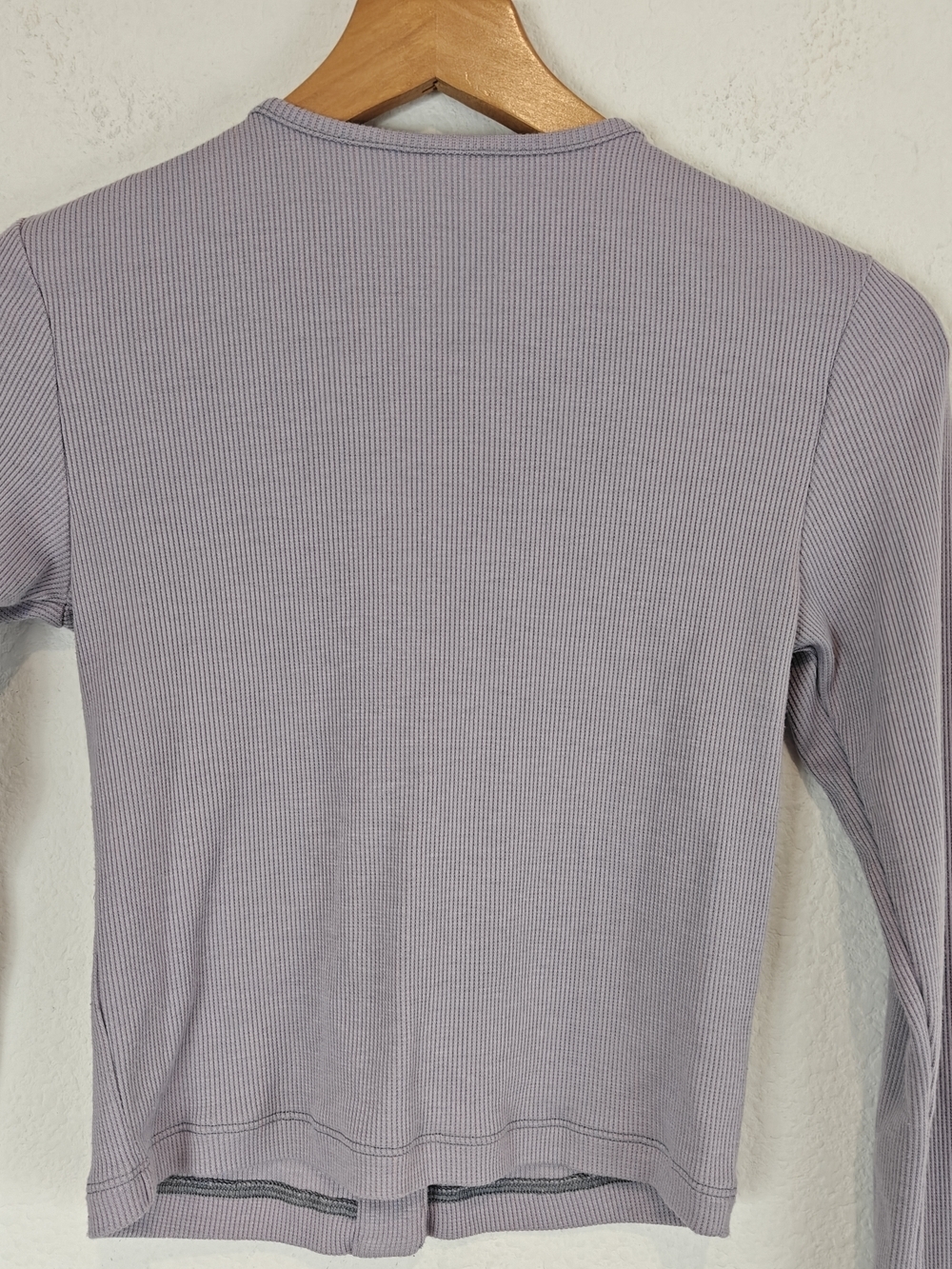 Outdoor Voices Cozy Rib Cropped Cardigan Earl Grey/Lavender Soft Girl Athleisure - Picture 12 of 13